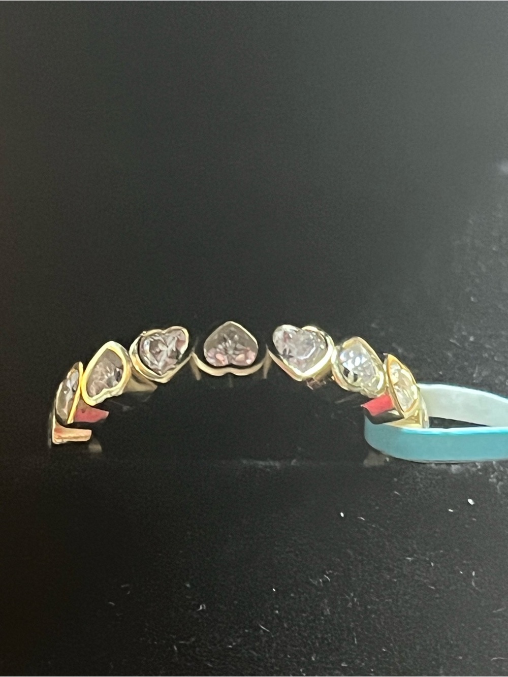 Gold Over Sterling Silver Heart Moissanite Eternity Band – Size 7